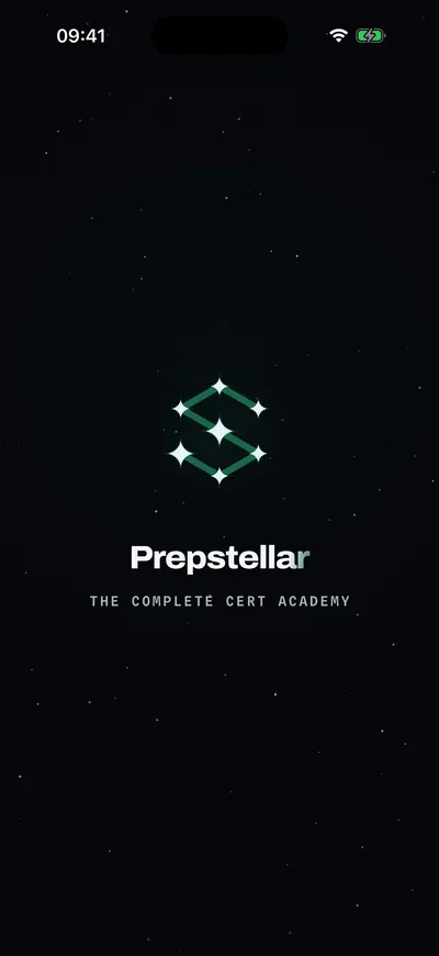 The launch screen: the Prepstellar constellation on the night sky