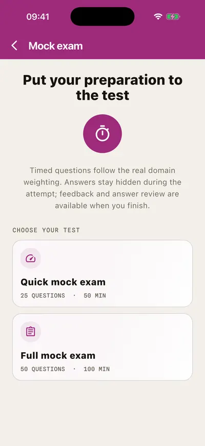 The mock exam entry: quick or full